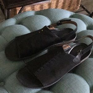 Clark’s Black Suede Sandals. 12M